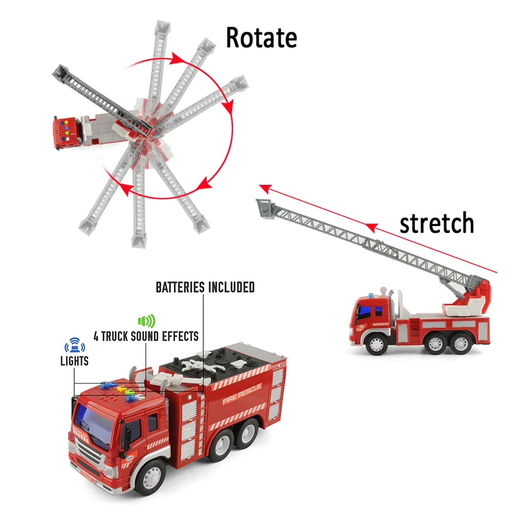 2pcs Literal Fire Truck Toys Set 1/16 Scale Fighting Car Educational Traffic Toys for Children Inertial Truck Toys For Baby Kids