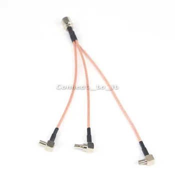 

10 Pieces RF Coaxial Cable FME Male to 1 CRC9 Dual 2 TS9 Male 4 Way Connector Antenna Extension Pigtail Cord