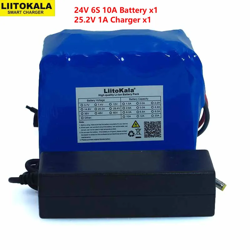 Литий-ионный аккумулятор LiitoKala 24 В 10 Ач 6S5P 18650 25 2 в 10000 мАч | Электроника