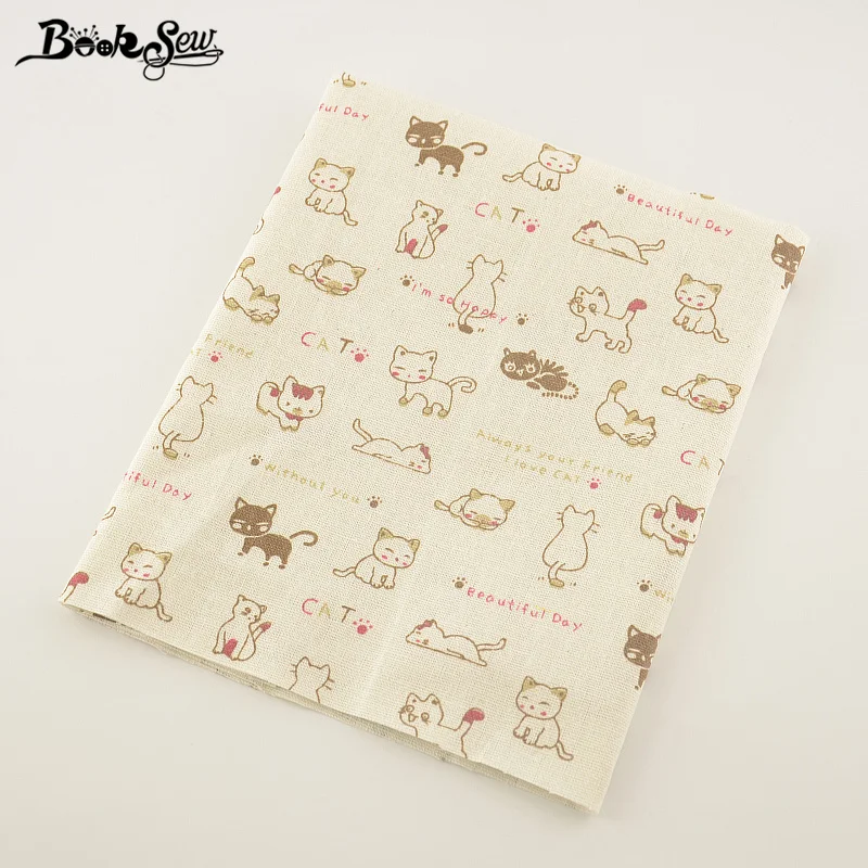 

Booksew Home Textile Lovely Cat Design Cotton Linen Fabric Sewing Material Tissu Tablecloth Bag Curtain Cushion Pillow Zakka CM