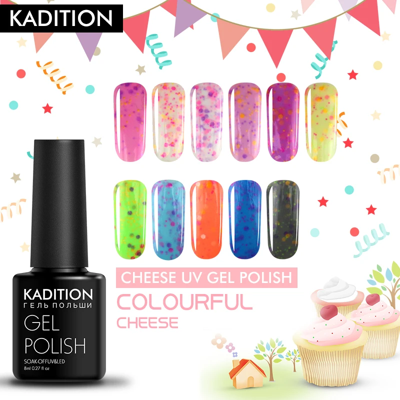 

KADITION Cheese Nail Gel Polish 8ML Gel Varnish 11 Color Paint Sweet Candy for Nail Art Sugar LED UV Primer Enamel Gel Lacquer