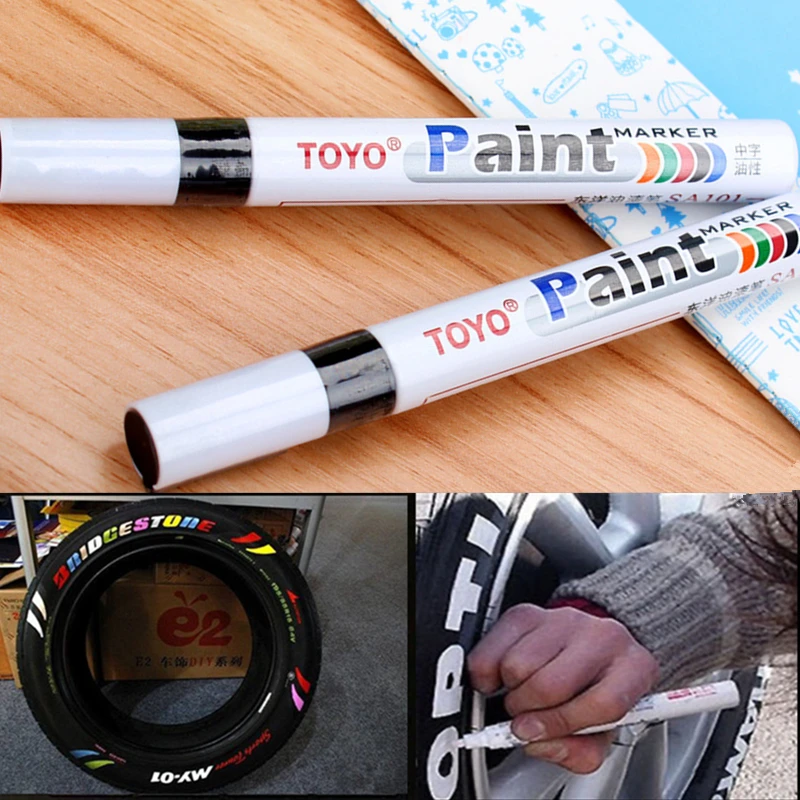 9 Colors White Waterproof Permanent Paint Marker Pen Car Tyre Rubber Tread DIY Artist Paintbrush Office School Supply Stationery