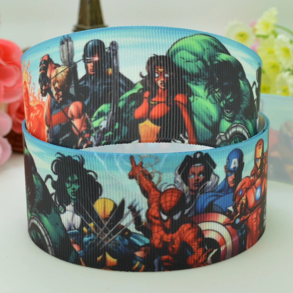 DUWES 1 5 &quot38 мм 2 10 50 ярдов Мстители комиксы Marvel напечатанные grosgrain ленты бант для