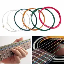 1 Set 6PCS Strings Universal Steel Core E-A Colorful Acoustic Guitar Strings Musical Instrument Guitar Parts Accessories