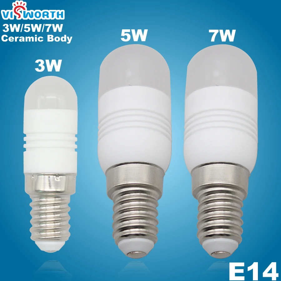 Mini Ceramic Body 3W 5W 7W Led Bulb E14 Refrigerator Lamp AC 110V 220V 240V SMD3014 Leds Warm Cold White Spotlight