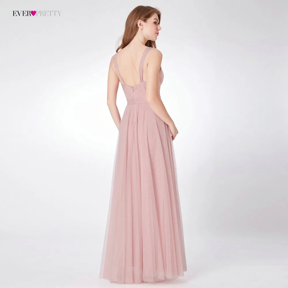 Blush Pink Bridesmaid Dresses Ever Pretty EP07303 Sweetheart A-line V-neck Sleeveless Wedding Party Dress Elegant for Women -