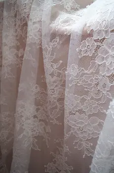 

1 yard ivory lace fabric, bridal french lace fabric with retro jacquard floral