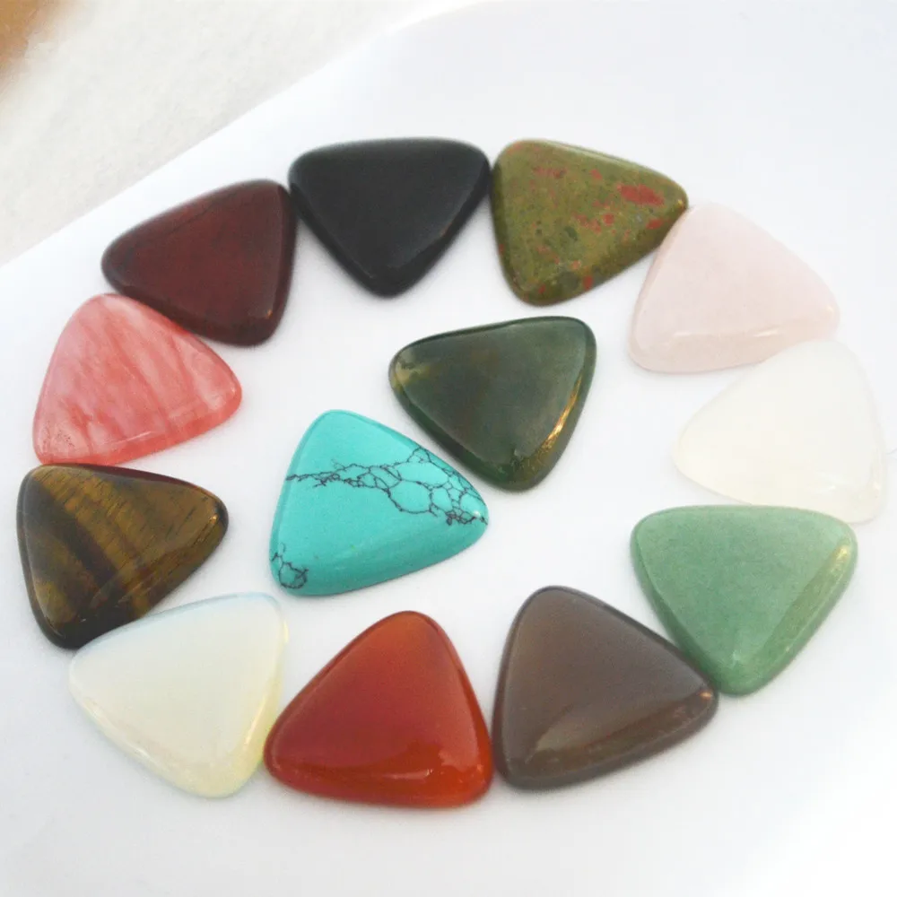 

Fashion Mixed Color Natural Stone Triangle CAB Cabochons Beads For DIY Jewelry Making Side length 25MM*25mm*8mm 10PCS