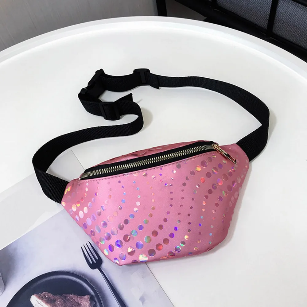 Для женщин блесток Fanny Pack модная женская поясная сумка 2019 Новый Грудь чехол сумка блеск бум Ремни сумки Талия пакеты