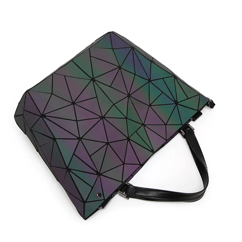 

Japan Luminous Handbags Women Geometric bags Diamond Tote Ladies Shoulder Crossbody Bag Laser Plain Folding Female Purses 2019