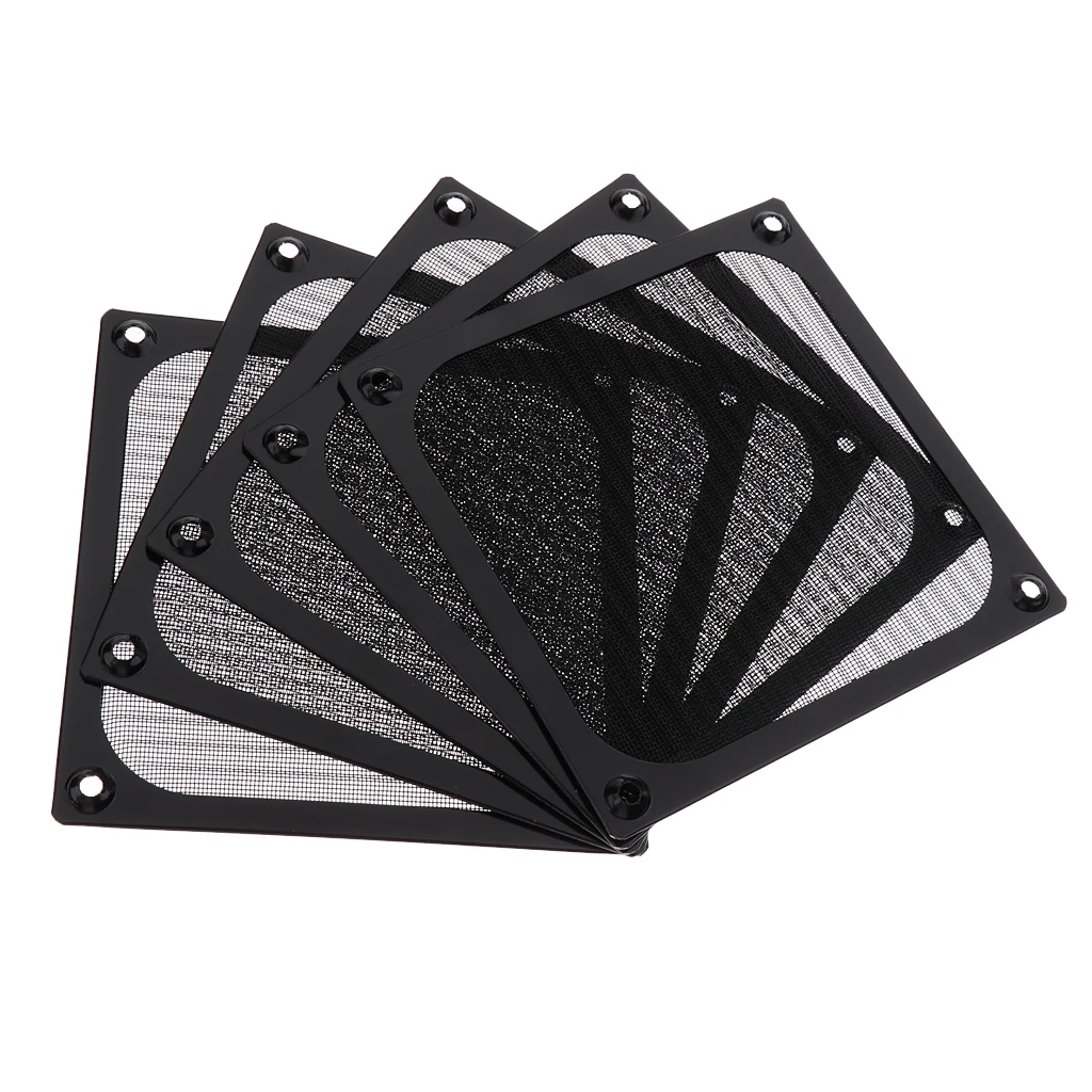 5 pack of PC Aluminum 120mm Computer Fan Cooling Dustproof Dust Filter Shield Case Aluminum Grill Guard Black