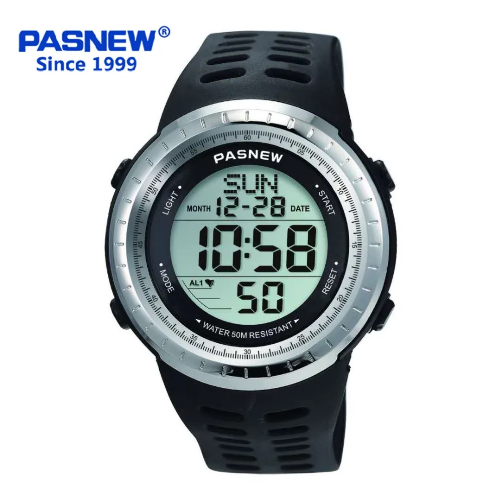 

Pasnew fashion Digital watch with Multifunction 5ATM water resistant outdoor Sport wrist Watch for men PSE-443