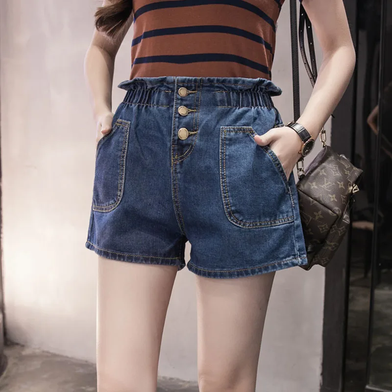 

OLIVARF Brand 2017 Fashion Women Casual Vintage Apparel Slim Bottom Tight-fitting button High Waist Shorts Sexy Denim Shorts
