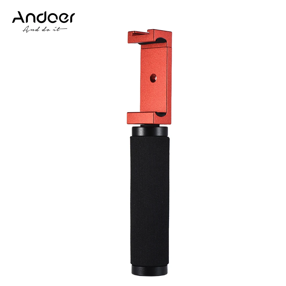 

Andoer Phone Tripod Mount Adapter and Handle Smartphone Bracket Holder Clip with Cold Shoe for iPhone X 8 plus for Samsung Sony