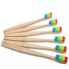 1/2 шт цветная головка Радужная бамбуковая зубная щетка окружающей среды деревянная Радужная бамбуковая зубная щетка для ухода за полостью рта мягкая щетина