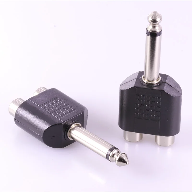 30 шт. 6.35mm RCA разъем моно 6 35 мм для 2xRCA Джек адаптер M F Аудио Видео Кабель