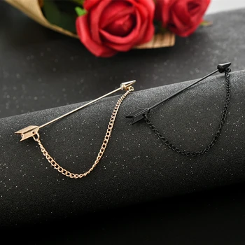 

24 Pcs/Lot Tassel chain Collar Brooch Cupid's arrow Men Suit Lapel Pin arrow Brooches Mens Accessories Bulk Wholesale