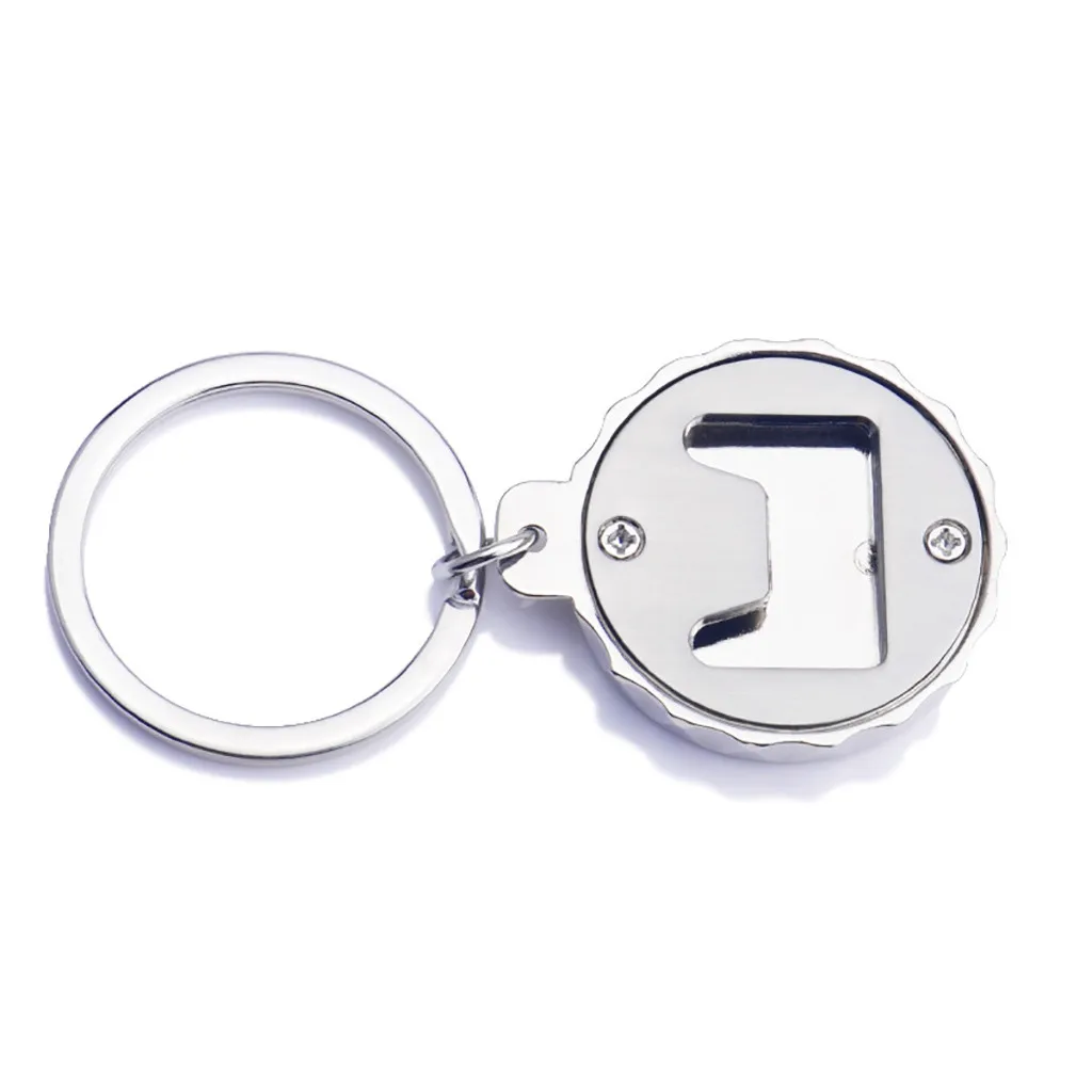 New simple design Keychain Unisex Creative Beer Bottle Cap Shaped Bottle Opener Keychain Keyring