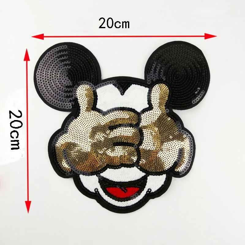 

Big size Embroidered Sew-On Patches Clothes Sewing Mickey Clothing DIY Motif Applique Sticker Sequins handmade patch Minnie