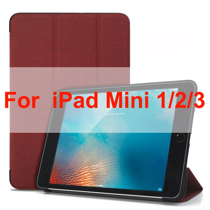 Mini123 Red WOWCASE Чехол для iPad Air 2 6th Gen/Air 1/Mini 4/Mini 123/Pro 9,7 10,5 12,9/ 11 12,9 чехол твил PU Жесткий смарт-чехол для планшета - Цвет: Mini123 Red