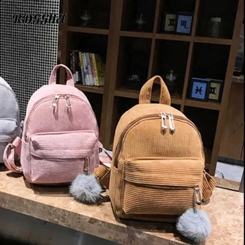 

RDGGUH College Wind Women Backpack Vintage Corduroy Backpack Schoolbags For Teenage Girls Female Backpack Polyester Rucksack