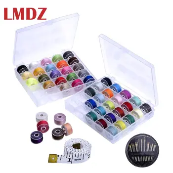 

LMDZ 25/36/50/72Pcs Coloful Sewing Thread 25 Grid Clear Plastic Machine Bobbins Embroidery Pre-wound Bobbins Thread kit