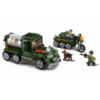 

Enlighten Building Block Military Battle Land Force Intercept Transport Team 3 Figures 223pcs Educational Bricks Toy Boy
