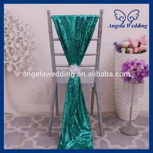 SH005C хороший свадебный изумрудно зеленый sequin стул створки с цветком