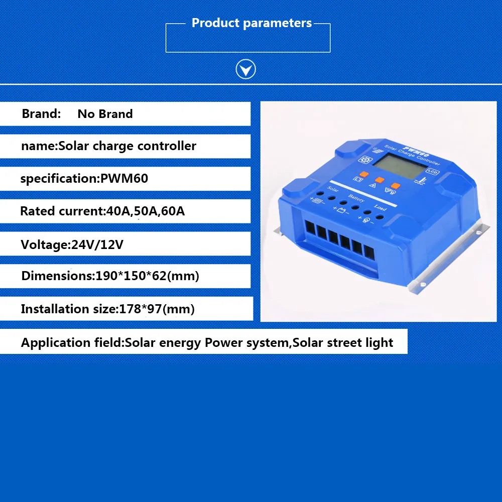 60A/50A/40A 12 V 24 V Авто за максимальной точкой мощности, Солнечный контроллер заряда ШИМ-контроллеры ЖК-дисплей Dual USB 5 V Выход Панель PV регулятор