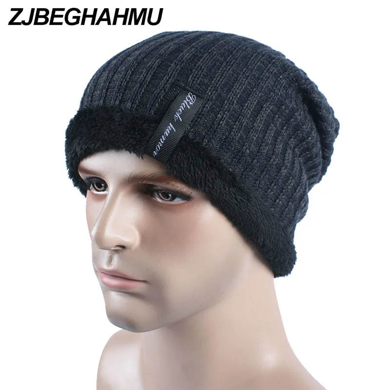 ZJBECHAHMU повседневные Новые однотонные шерстяные теплые шапки с надписью Skullies для мужчин и женщин зимние шапки шапка-маска свободная Лыжная шапочка шапки