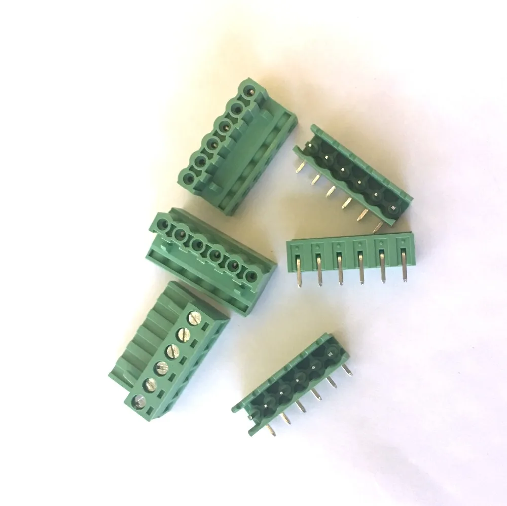 50 set 5.08mm Angle 6 Pin Screw Terminal Block Connector Pluggable Type