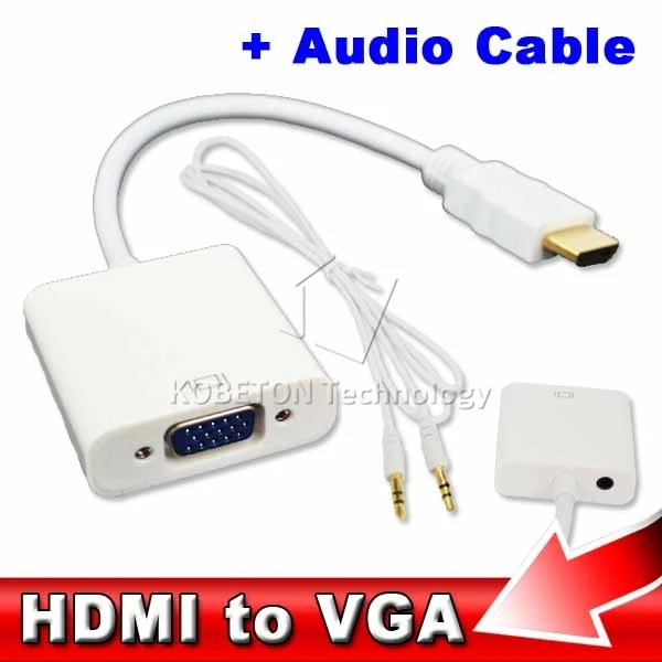 

3.5mm Plug Built-in Chipset HDMI to VGA Adapter Cable + Audio Cable Male to Fmale HDMI VGA Adapter for Xbox 360 PS3 1080P