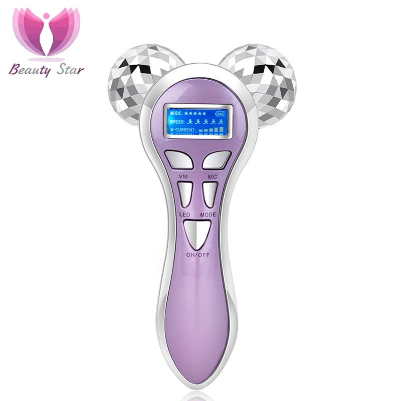 Microcurrent Photon Therapy Vibration 3D Face Roller Beauty Massager V