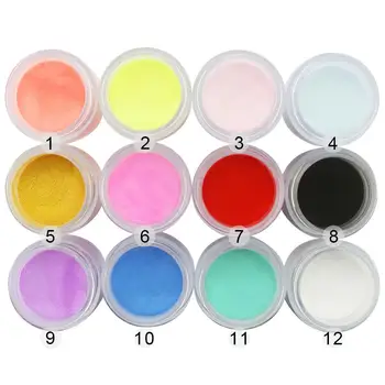 

10ml 12-Color Nail Acrylic Powder Carved Powder Set Nail Art Crystal Powder Monomer Acrylverf Nagels Polvos Acrilicos Ongles Set