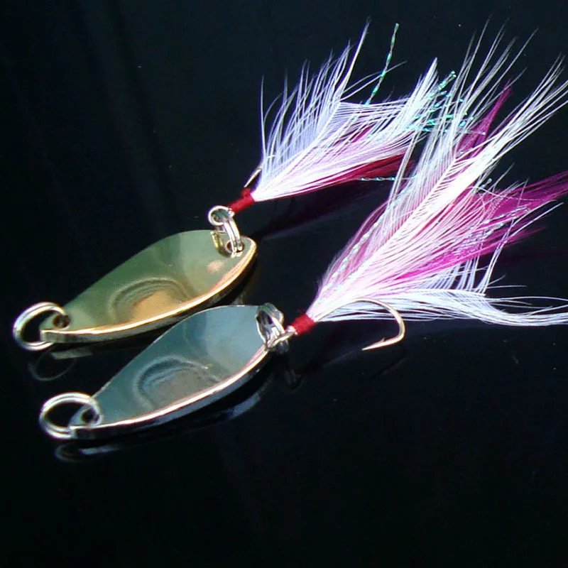 10pcs Fishing Spoon Lures Single Hook With Feather Jig 2.5/3.5/5g