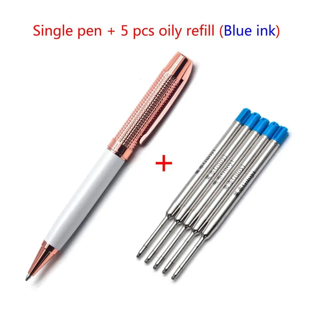 CCCAGYA C032 Новое поступление Розовое золото Цвет вращающаяся медная Шариковая ручка Высокое качество подарочная ручка в деловом стиле офисные и школьные принадлежности - Цвет: Pen-5 Blue refills