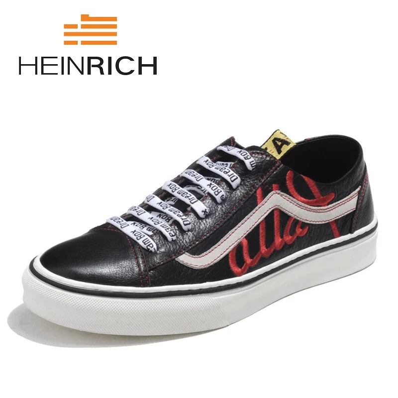 

HEINRICH 2018 Hot Casual Shoes For Men Spring Summer Comfortable Lace-Up Mixed Fashion Flats Shoes Sapatos De Couro Homens