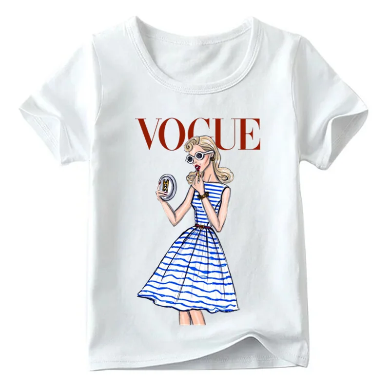 Модная детская футболка с принтом для девочек; летние топы с короткими рукавами для маленьких девочек; Отличная повседневная одежда для детей; HKP2118