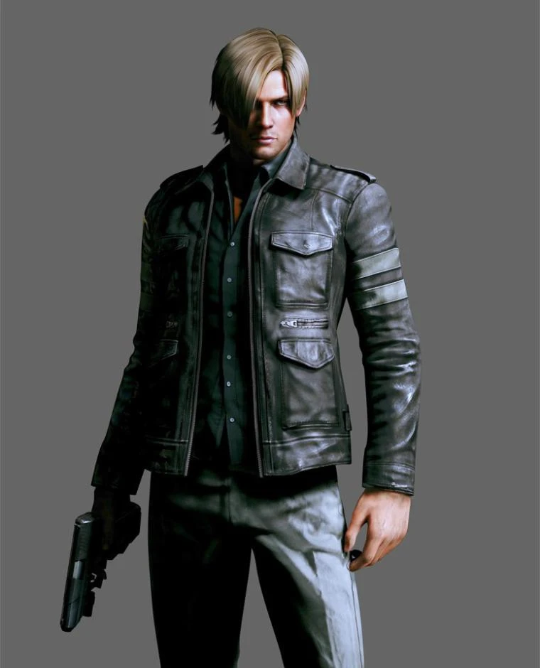 jaqueta de couro leon resident evil 6