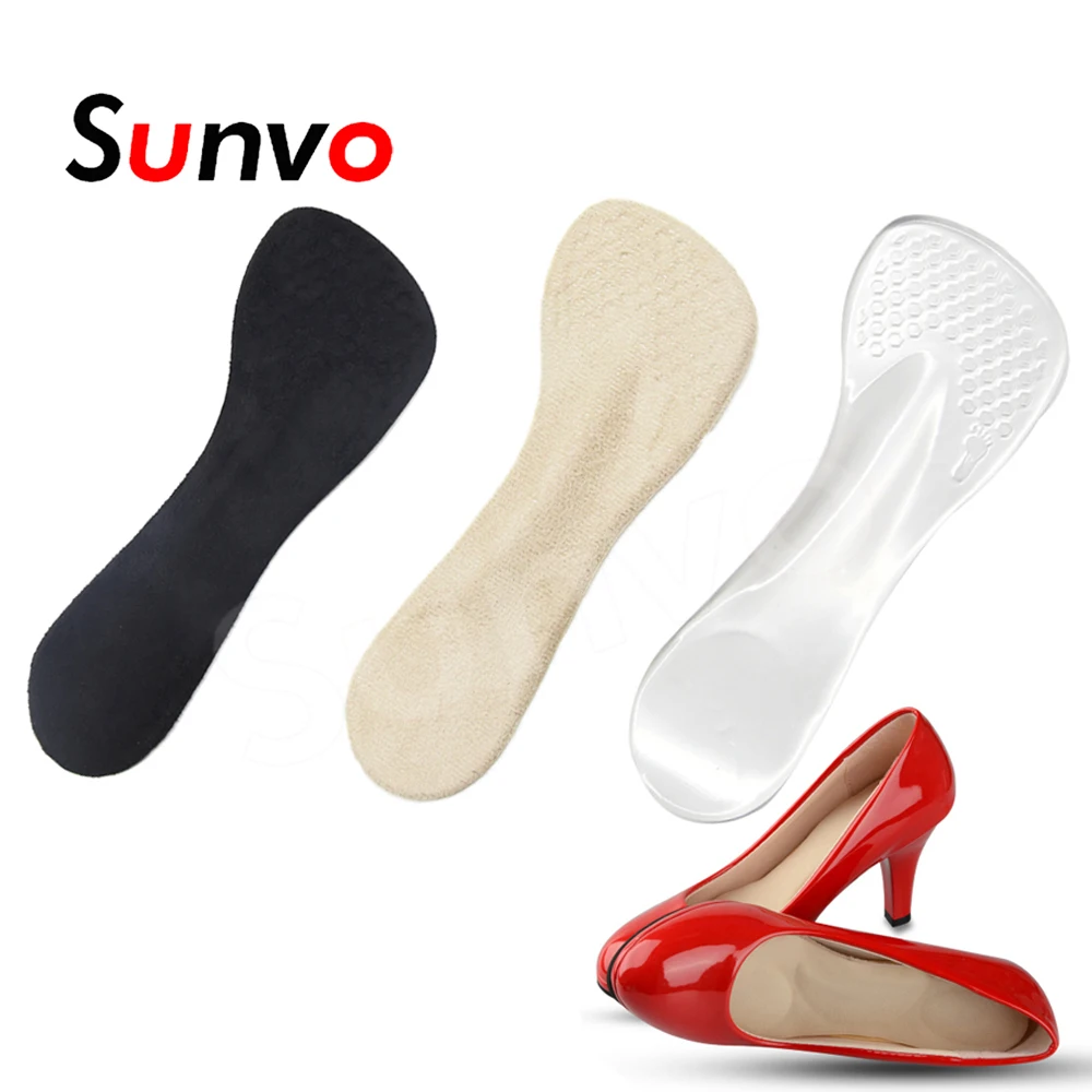Sunvo 3/4 طول سيليكون نعال جيل العظام تدليك نعل للنساء عالية الكعب قوس دعم إدراج منصات سيدة الكعوب وسادة