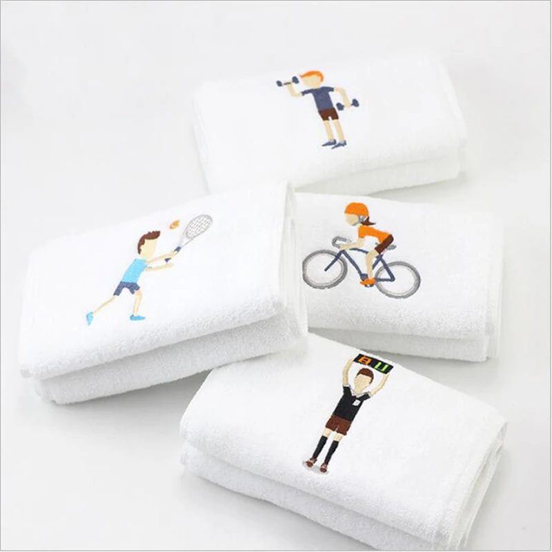 Хлопок белый удлиненный вышитое спортивное полотенце 12 созвездий полотенце банное ручное полотенце для ванной комнаты для дома отеля свадьбы