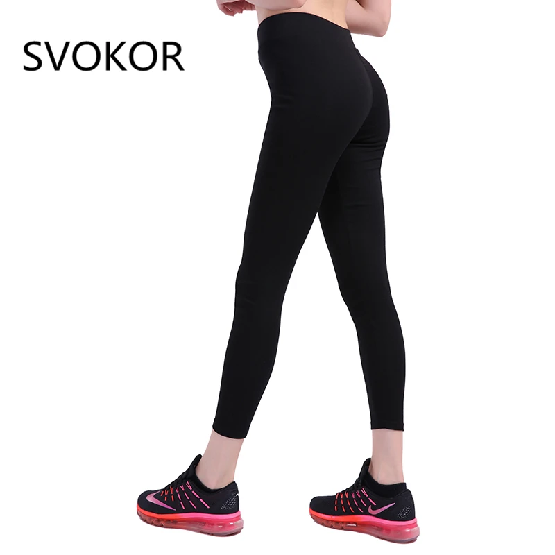 SVOKOR Solid Women Leggings V Waist Sportwear Polyester Ankle-Length Jeggings Breathable Soft Push Up Fashion Female Legging Leggings