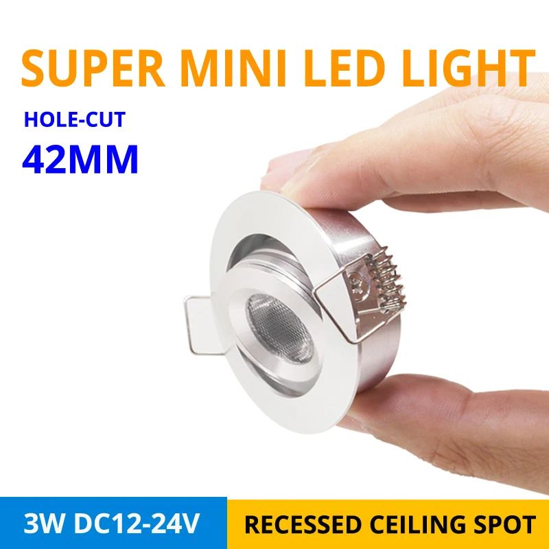 

50pcs Mini 3W Ceiling LED Lighting DC12V 24V Adjustable WW/Colour LED Spot Lamps for Home Show Room Corridor Gallery Hole D42mm