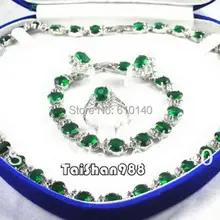 Зеленый цирконий Gem Кристалл Цепочки и ожерелья Браслет ring8 Серьги комплект