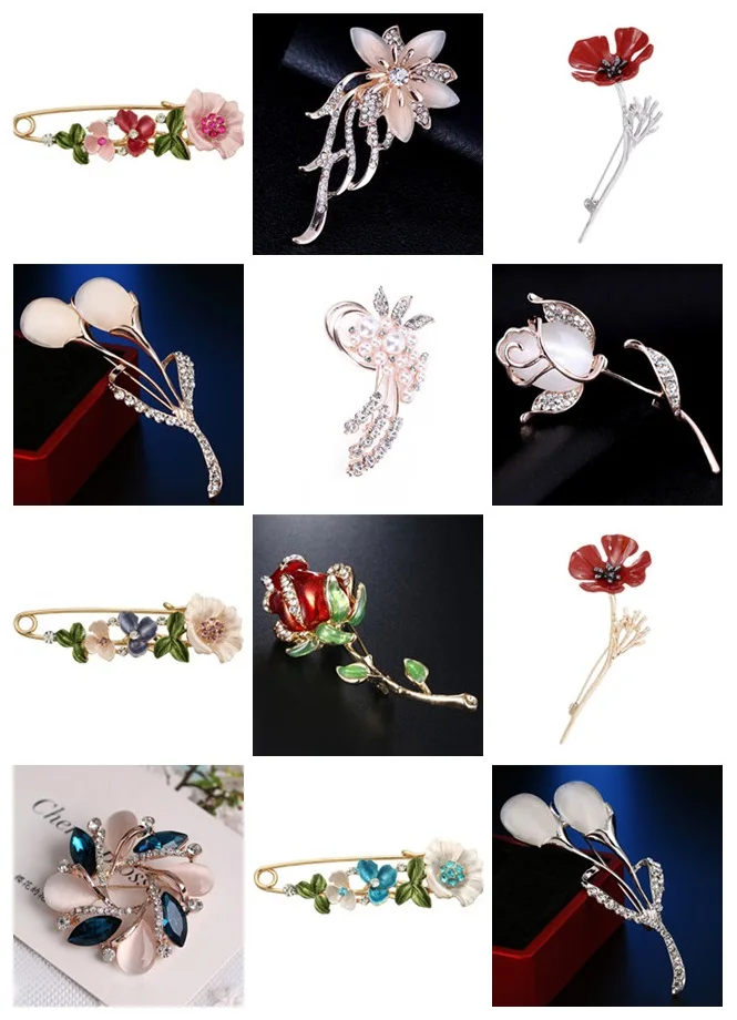 3D Vintage Flower Brooch 1pc Rhinestone Pin Collar Corsage Shirt Badge Jewelry Gift For Women 2019 New Fashion