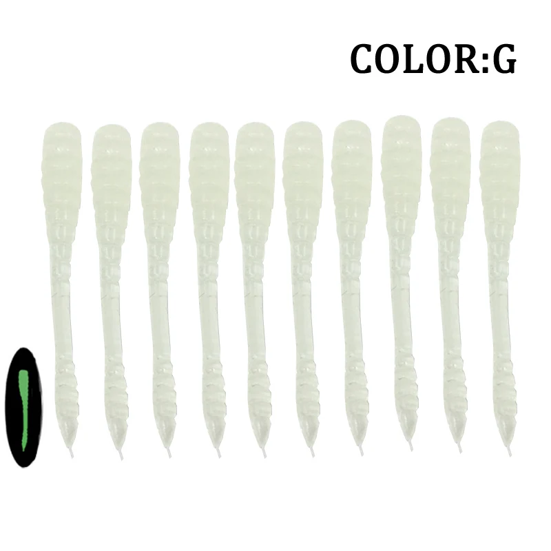 10 шт./лот, мягкая червячная приманка в виде личинок, 45 мм, 0,43 г, искусственный силикон, Jig Shad, приманка для плаванья, рыбалки, окуня, мягкая рыба, запах, мягкие приманки