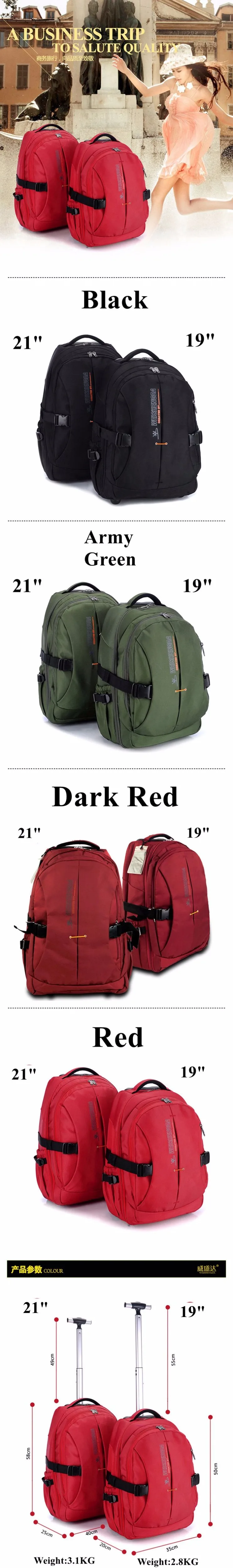 Колесных рюкзаки на колесиках водостойкие путешествия багажные сумки-тележки для женщин мужчин бизнес сумка чемодан дорожные сумки на