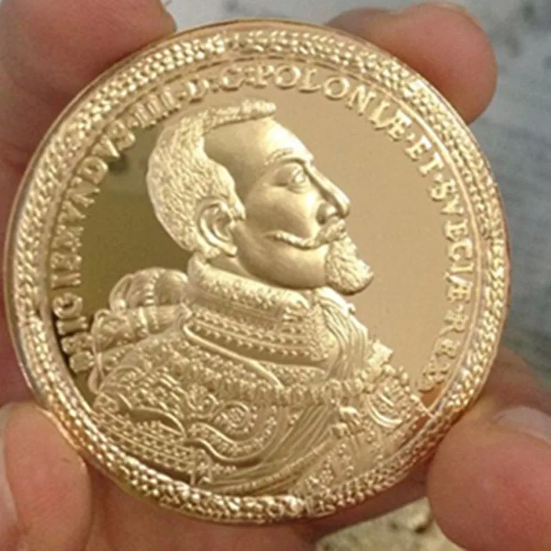 1 шт., не магнитная Империя полони, 24 K, настоящая позолота, значок императора 40 мм, сувенирная монета