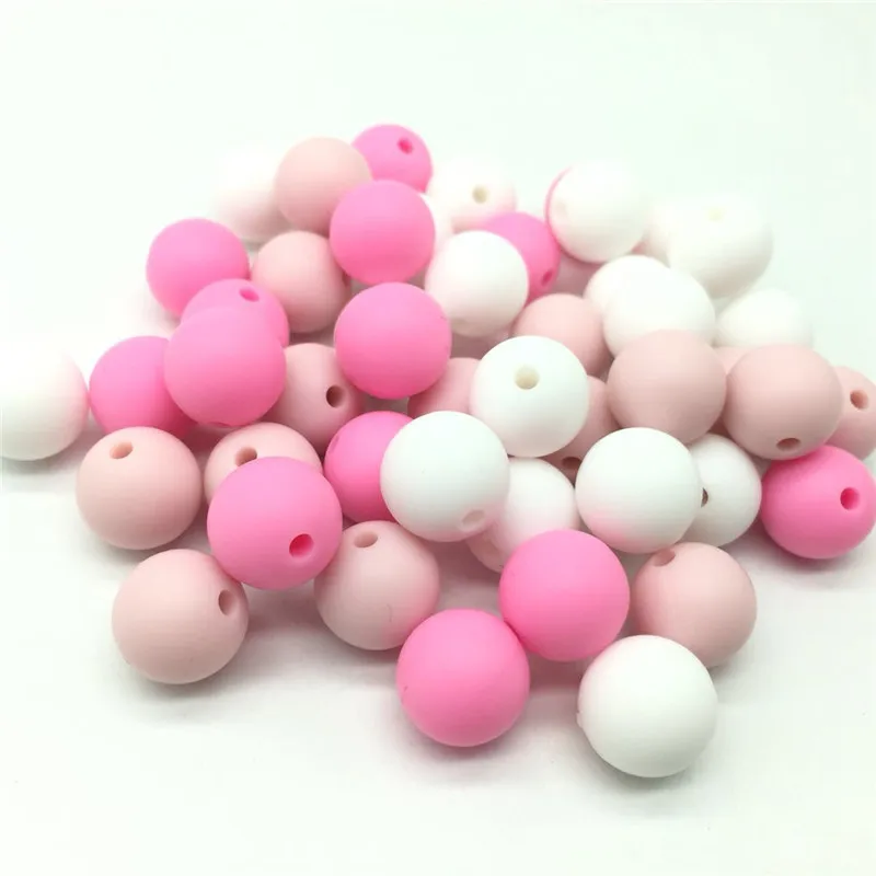 12 мм круглые силиконовые бусины Girly Pinky Mix 40 шт. Детские Прорезыватели DIY ювелирные