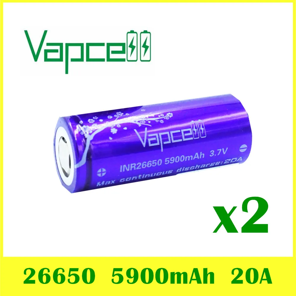 

2pcs VAPCELL INR26650 5900mAh 20A HIGH POWER large capacity and HIGH discharge lithium E-CIG IMR BATTERY vs Keeppower
